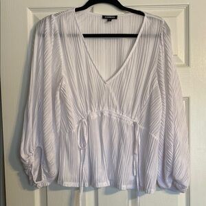 Express White Wrap Blouse with 3/4 Sleeves